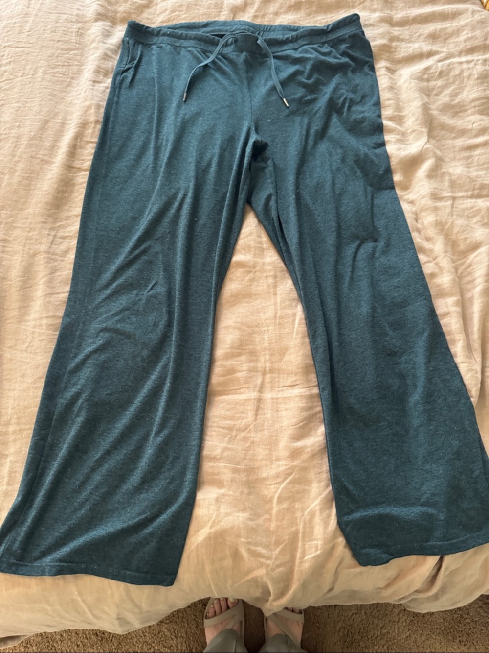 Quince Teal Wide-Leg Lounge Pants